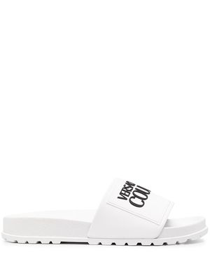 Versace Jeans Couture logo-print flat slides - White