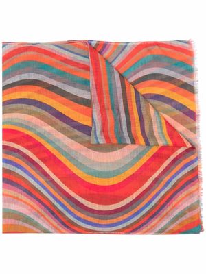 PAUL SMITH swirl-print lightweight scarf - Orange