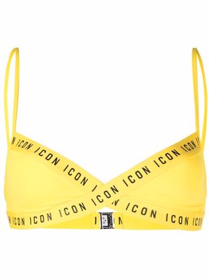 Dsquared2 Icon-print trim bikini top - Yellow