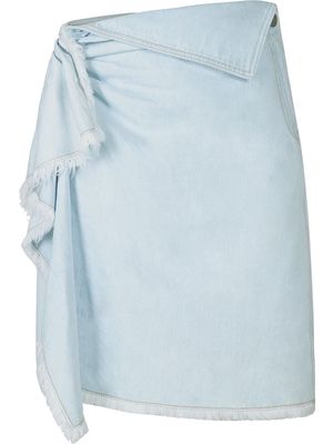 PortsPURE asymmetric denim rufle skirt - Blue