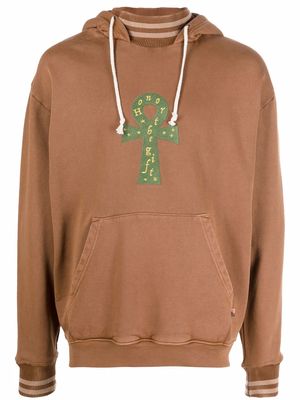 HONOR THE GIFT Ankh embroidery hoodie - Brown