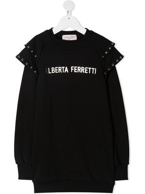 Alberta Ferretti Kids ruffle detail sweatshirt dress - Black