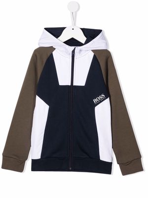 BOSS Kidswear colour-block zip-up hoodie - Blue