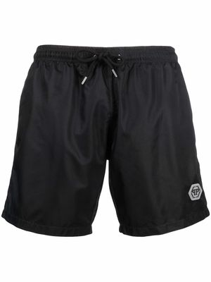 Philipp Plein Hexagon logo-patch swim shorts - Black