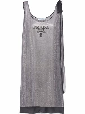Prada crystal-embellished chiffon dress - Silver