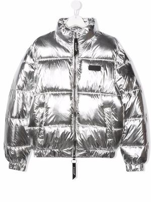 Pinko Kids metallic padded jacket - Silver