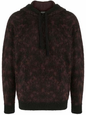 Roberto Collina abstract-print knitted hoodie - Black