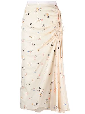 Nº21 ruched floral-print skirt - Neutrals