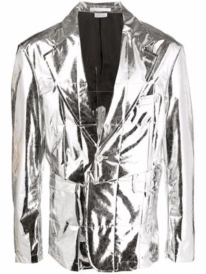 Comme Des Garçons Homme Plus metallic-effect single-breasted blazer - Silver