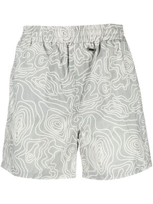 032c abstract-print swim shorts - Grey