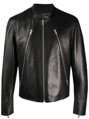 Maison Margiela mock neck leather jacket - Black