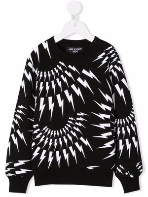 Neil Barrett Kids Thunderbolt print sweatshirt - Black