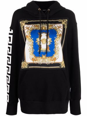 Versace baroque-print logo hoodie - Black