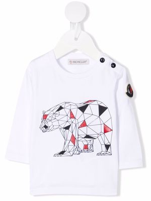 Moncler Enfant geometric bear-print T-shirt - White