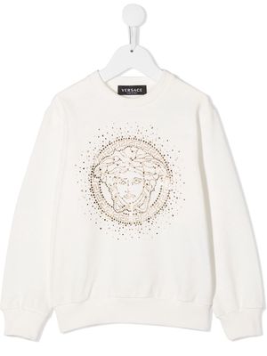 Versace Kids embellished medusa logo sweatshirt - White