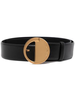 Emporio Armani engraved-logo leather belt - Black
