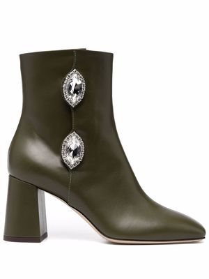 Giannico crystal-embellished ankle boots - Green