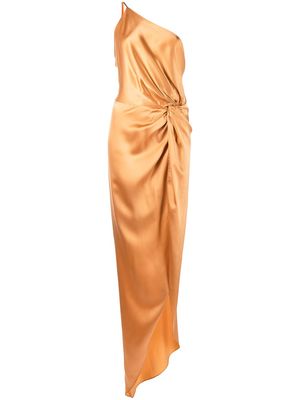 Michelle Mason knot-detail one-shoulder gown - Orange