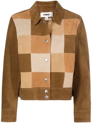 YMC Olympus checkered leather jacket - Brown