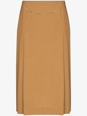 Victoria Beckham chain detail midi skirt - Brown