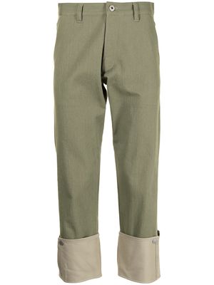 Ports V contrast turn-up trousers - Green