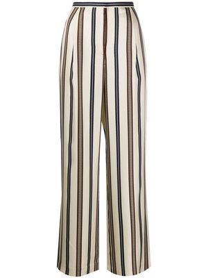 Tory Burch striped silk trousers - Neutrals