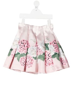 Monnalisa floral-print pleated skirt - Pink