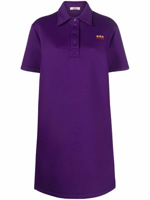 Nina Ricci logo embroidered polo dress - Purple