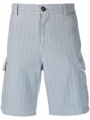 Brunello Cucinelli striped cotton bermuda shorts - Blue
