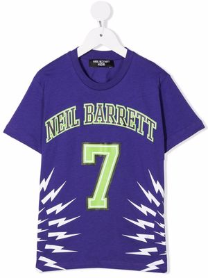Neil Barrett Kids Lightning Bolt print T-shirt - Purple