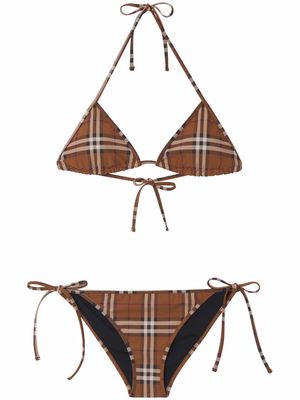 Burberry check-pattern bikini - Brown