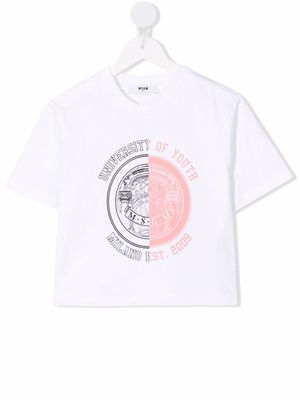 MSGM Kids University Of Youth T-shirt - White