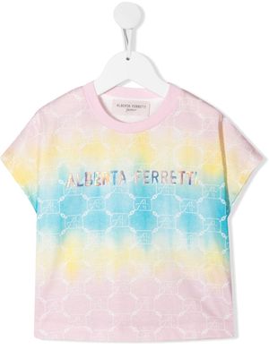 Alberta Ferretti Kids logo-print tie-dye T-shirt - Pink