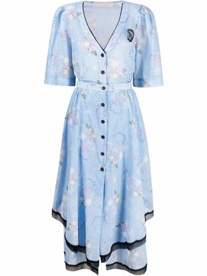 Ulyana Sergeenko floral-print shirt dress - Blue