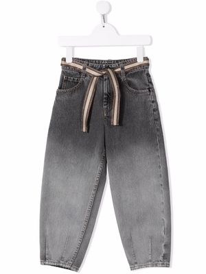 Brunello Cucinelli Kids gradient-effect straight-leg denim jeans - Grey