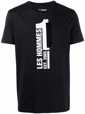 Les Hommes logo-print cotton T-shirt - Black