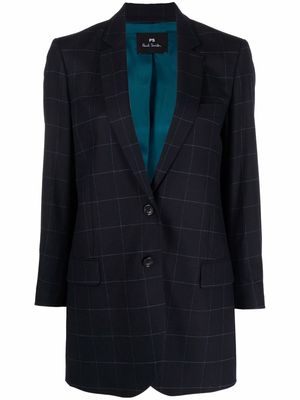 PS Paul Smith tailored check print blazer - Blue