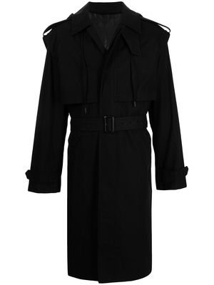 Juun.J hooded belted trench coat - Black