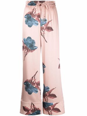 L'Autre Chose floral-print silk trousers - Pink