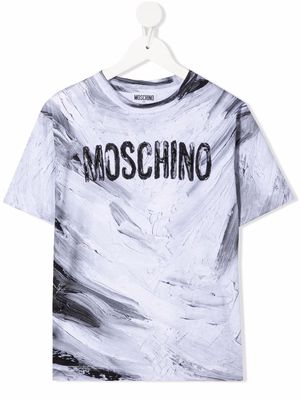 Moschino Kids abstract-print cotton T-Shirt - Grey