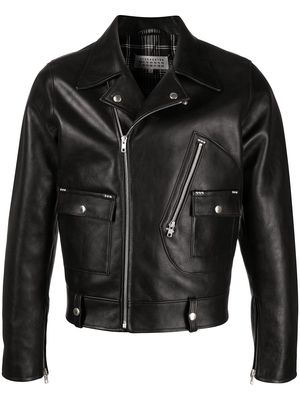 Maison Margiela notched-lapel leather jacket - Black