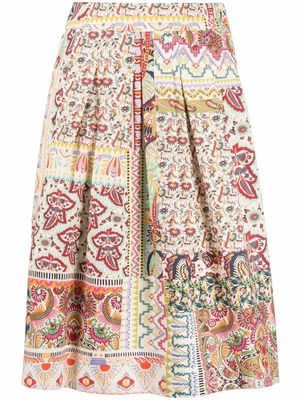 ETRO high-waisted graphic-print skirt - Neutrals