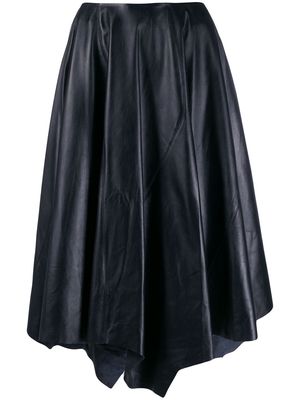 Marni asymmetric leather midi skirt - Blue