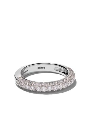De Beers Jewellers 18kt white gold DB Darling half pavé diamond large band
