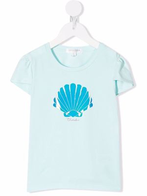 Charabia iridescent shell-print short-sleeve T-shirt - Blue