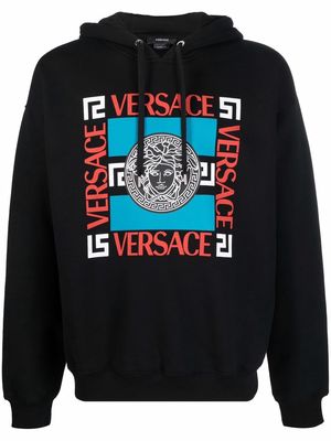 Versace logo-print pullover hoodie - Black