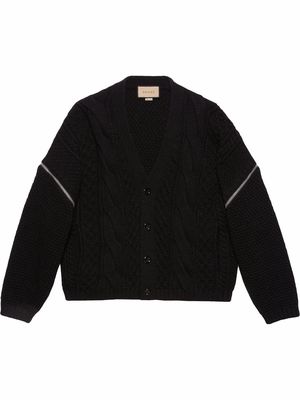 Gucci detachable-sleeve wool cardigan - Black