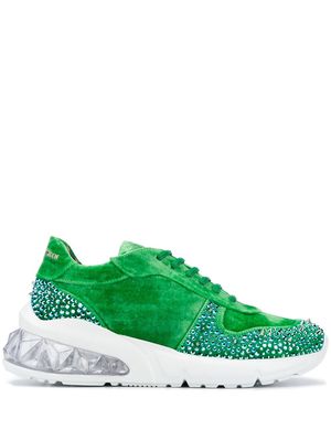 Philipp Plein velvet studded runner sneakers - Green
