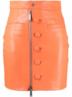 Dsquared2 zip-fastening leather skirt - Orange