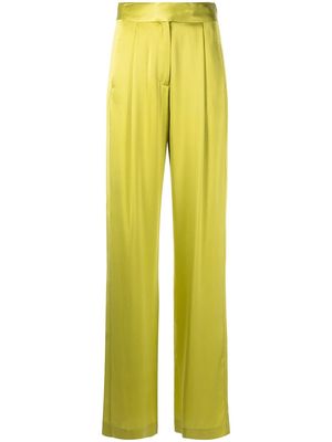 Michelle Mason wide-leg silk satin trousers - Green